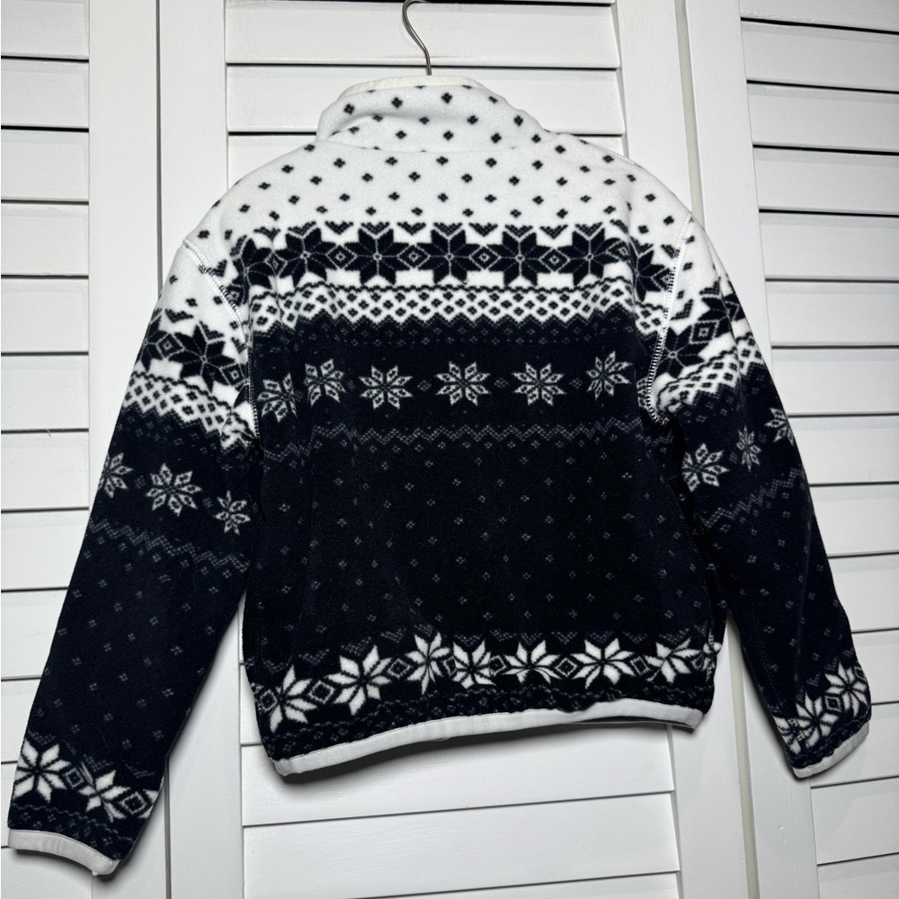 Polo Ralph Lauren Kids Black & White Fair Isle Patterned Fleece Pullover Size 5 - Picture 6 of 10